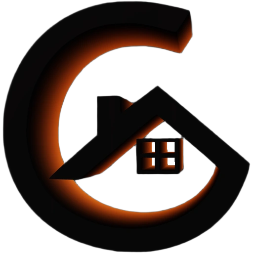 Gummifugen ikon med et hus i sort og orange, som symboliserer det lokale fugefirma i København og Nordsjælland.