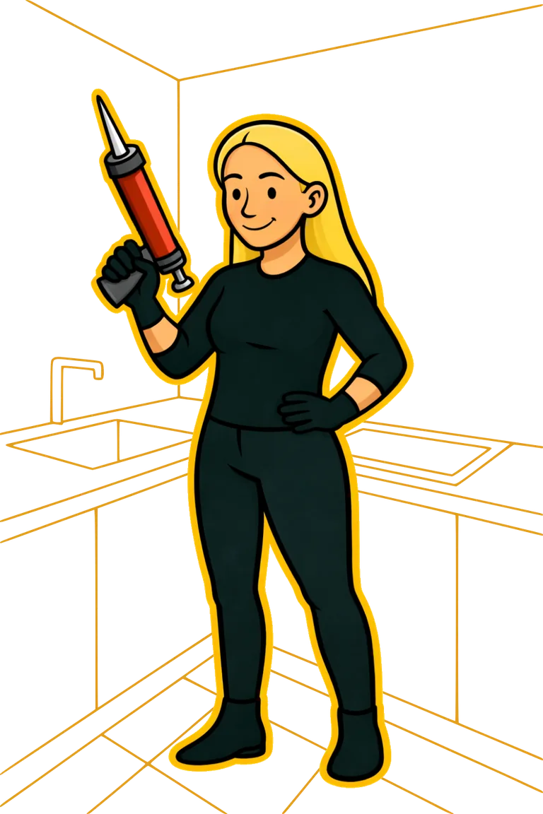 Fugemontør fra Gummifugen udfører professionel fugning af køkkenbord